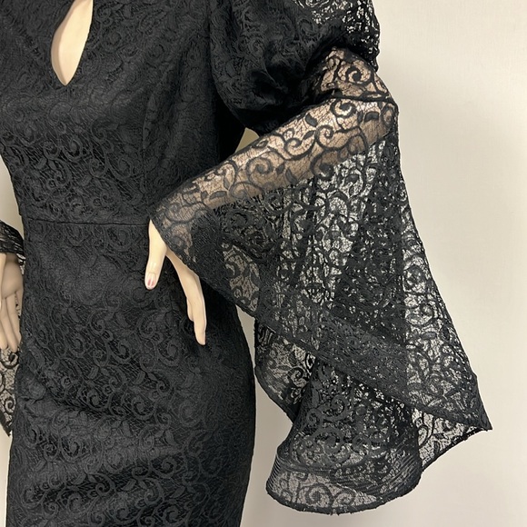 Aidan Mattox lace puffed bell sleeves dress - Picture 3 of 10